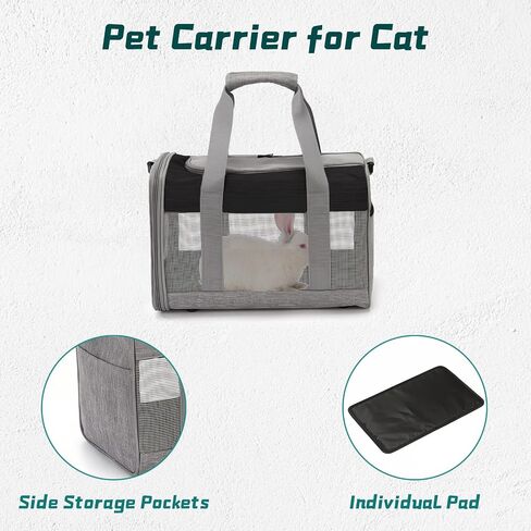 PINVNBY Bunny Carrier for Travel Camping Outdoor, Small Pet Carrier, Guinea Pig Carrier, Breathable Pet Portable Hand Bag for Hamster Bunny Guinea Pig（Black & Gray） in Kuwait