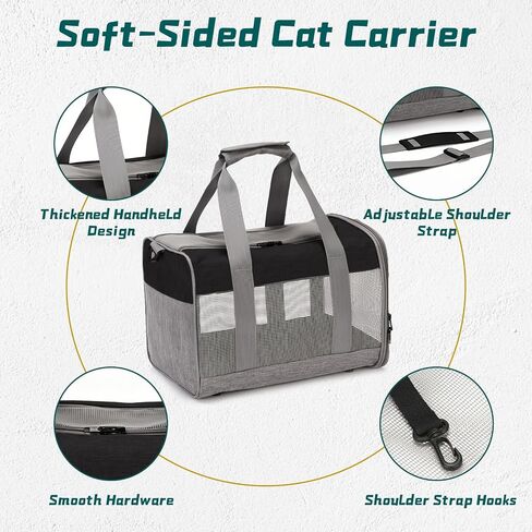 PINVNBY Bunny Carrier for Travel Camping Outdoor, Small Pet Carrier, Guinea Pig Carrier, Breathable Pet Portable Hand Bag for Hamster Bunny Guinea Pig（Black & Gray） in Kuwait