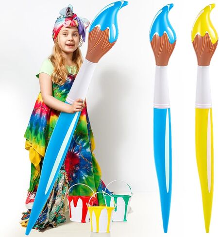 2 Pcs 43.3 Inch Giant Inflatable Paint Brush Large Blow up Colored Paintbrushes Art Paint Brushes Balloon Prop Kit for Kids Back to School Classroom Birthday Party Decorations in Saudi Arabia