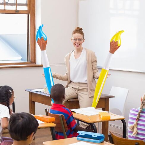 2 Pcs 43.3 Inch Giant Inflatable Paint Brush Large Blow up Colored Paintbrushes Art Paint Brushes Balloon Prop Kit for Kids Back to School Classroom Birthday Party Decorations in Saudi Arabia