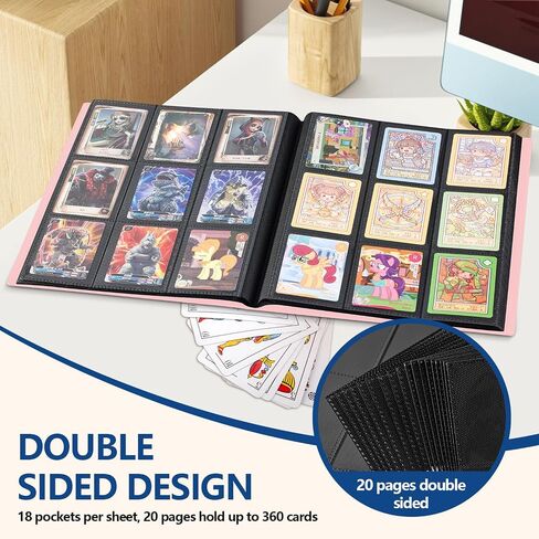 Card Binder ، Edudiiu 9 Pockets Premium Trading Card Prolders ، Cards Collection Binder ، كتاب Yugioh Holder Cook للرياضة ، كرة القدم ، جامع البيسبول - Pink in Kuwait