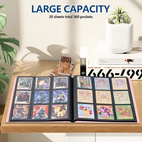 Card Binder ، Edudiiu 9 Pockets Premium Trading Card Prolders ، Cards Collection Binder ، كتاب Yugioh Holder Cook للرياضة ، كرة القدم ، جامع البيسبول - Pink in Kuwait
