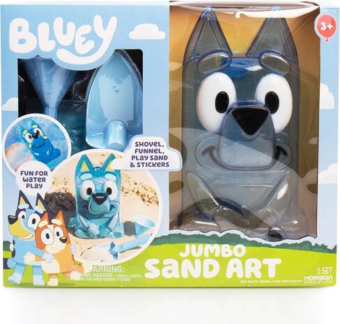 Bluey Jumbo Sand Art, Reusable Bluey Toys, Fill With Sand or Water, Includes Waterproof Bluey Doll, Kids Shovel and Funnel, Fun Sensory Toys For Kids, Great Toddler Activities, Toddler Travel Toys in Kuwait
