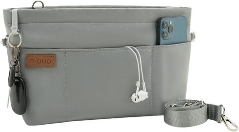 Bag Organizer Insert, Crossbody Bag, Tote Organizer Insert with Adjustable Bag Strap, Waterproof Nylon Purse Inserts (Gray, S) in Kuwait