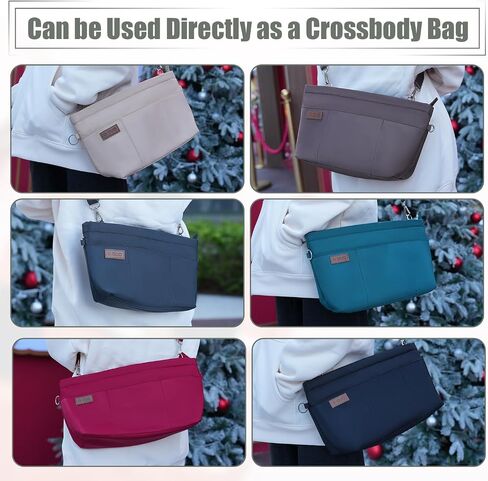 Bag Organizer Insert, Crossbody Bag, Tote Organizer Insert with Adjustable Bag Strap, Waterproof Nylon Purse Inserts (Gray, S) in Kuwait