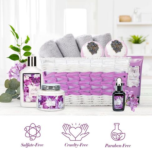 مجموعة هدايا Bath & Body لـ Mothers - سلة هدايا SPA ذات 18 قطعة للنساء ، مجموعة حمام متدلية مع قنبلة حمام | عيد الميلاد ، هدايا أعياد الميلاد ، هدية مثالية للعطلات لها وأمي جميع المناسبات in Kuwait