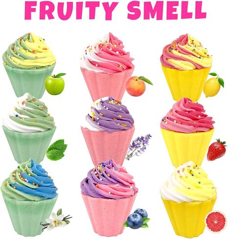 Donut Bath Bombs for Girls, 4oz/Pack of 9 Bath Bombs for Kids with Surprise Inside, Kids Bath Bombs with Jewelry Inside, Bath Bombs for Girl's Birthday Party Favor, Spa Day Gift in Kuwait