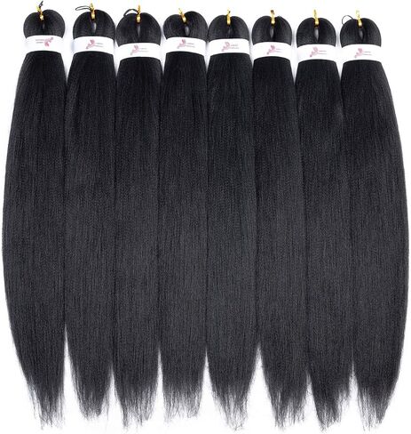 Braiding Hair Pre Stretched 14 Inch 8 Packs Professional Itch Free Hot Water Setting Short Braiding Hair Synthetic Crochet Hair Yaki Texture Prestretched Braiding Hair (14 Inch (Pack of 8), 1B) in Saudi Arabia