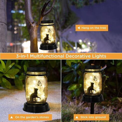 Styleonme Decor Mobile Outdoor, Solar Waterproof Cat & Dog Lights , Gifts for Women Men Cat & Dog Lovers Gifts, Hanging Cat & Dog Lanterns with Stake for Yard Corridor Garden Decor in Saudi Arabia