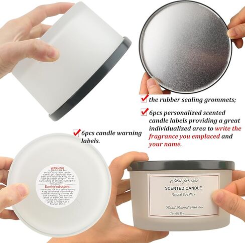 MILIVIXAY 6 Pack 24 oz Candle Jars with Metal Lids and Candle Making Kits - 3 Wick Candle Jars,Bulk Empty Clear Thick Glass Candle Jars for Making Large Candles - Spice, Powder Containers. in Kuwait