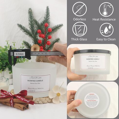 MILIVIXAY 6 Pack 24 oz Candle Jars with Metal Lids and Candle Making Kits - 3 Wick Candle Jars,Bulk Empty Clear Thick Glass Candle Jars for Making Large Candles - Spice, Powder Containers. in Kuwait