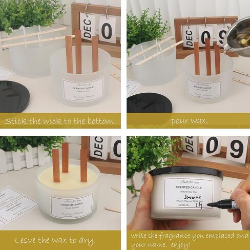 MILIVIXAY 6 Pack 24 oz Candle Jars with Metal Lids and Candle Making Kits - 3 Wick Candle Jars,Bulk Empty Clear Thick Glass Candle Jars for Making Large Candles - Spice, Powder Containers. in Kuwait