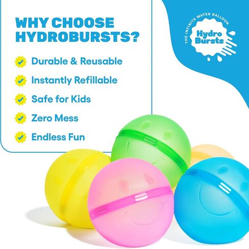 Hydroburst 6-pack Reusable Water Balloons by Relatable, For The Pool, Beach Toys And Outdoor Play Toys, Includes 6 Refillable Balloons in Saudi Arabia