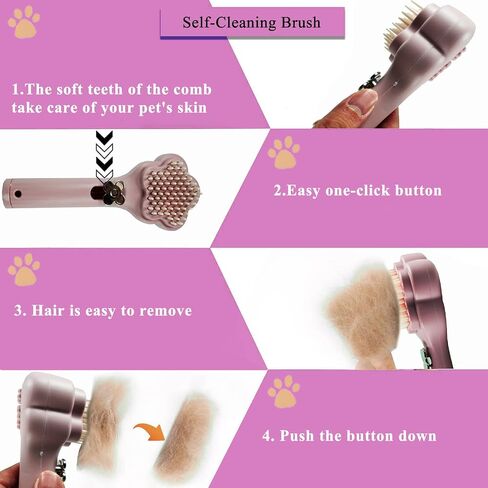 Puppy Brush for Small Dogs - Soft Dog Brush for Yorkies, Maltipoos & Shih Tzus - Gentle Grooming Tool for Easy Pet Hair Removal - Compact & Travel-Friendly Design (Dark Pink) in Saudi Arabia