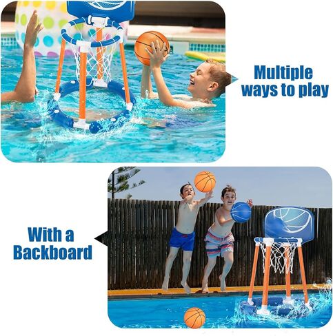 Pool Basketball Hoop with Backboard, Floating Pool Toy for Kids, Inflatbale Basketball Outdoor Toys with 4 Balls & Pump for Swimming Pool, Water Summer Toy for Kids Adults, Blue in Saudi Arabia