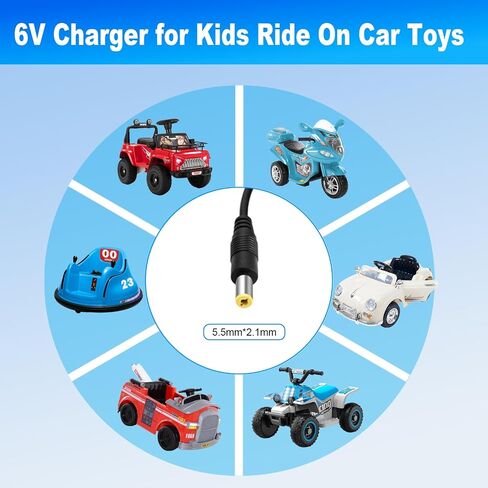 6V Charger for Kids Ride On Car Toys, 6 Volt Battery Charger for Flybar Bumper car/Wrangler SUV Kid Trax Dynacraft Toy Car Jeep ATV Quad (6v Battery Charger) in Saudi Arabia
