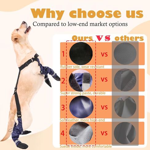 Dog Suspender Booties, Dog Paw Boot Leggings Anti-Slip, Dog Snow Pants with Attached Boots Waterproof, Adjustable Suspender Boots for Dogs Winter Snow Rain Hiking Paws Protector in Saudi Arabia