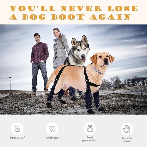 Dog Suspender Booties, Dog Paw Boot Leggings Anti-Slip, Dog Snow Pants with Attached Boots Waterproof, Adjustable Suspender Boots for Dogs Winter Snow Rain Hiking Paws Protector in Saudi Arabia