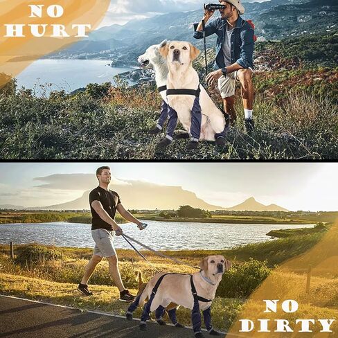 Dog Suspender Booties, Dog Paw Boot Leggings Anti-Slip, Dog Snow Pants with Attached Boots Waterproof, Adjustable Suspender Boots for Dogs Winter Snow Rain Hiking Paws Protector in Saudi Arabia