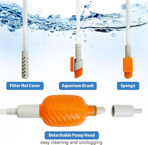 PINVNBY Aquarium Vacuum Gravel Cleaner Kit Manually Fish Tank Cleaner with Fish Net & Fixture Clamp Fish Tank Water Changer Aquarium Siphon Sand Cleaning for Various Tank Sizes in Saudi Arabia