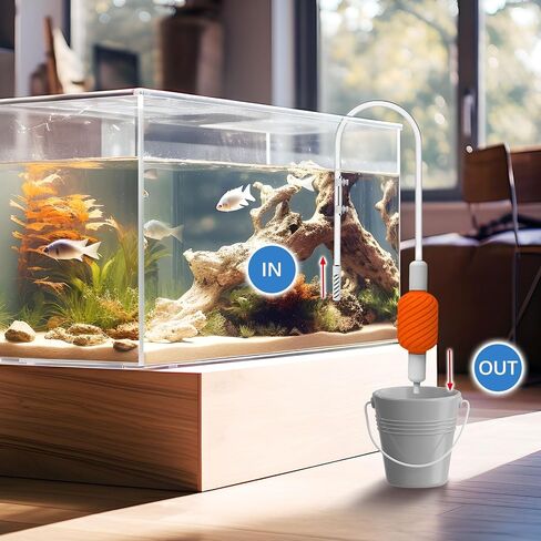 PINVNBY Aquarium Vacuum Gravel Cleaner Kit Manually Fish Tank Cleaner with Fish Net & Fixture Clamp Fish Tank Water Changer Aquarium Siphon Sand Cleaning for Various Tank Sizes in Saudi Arabia