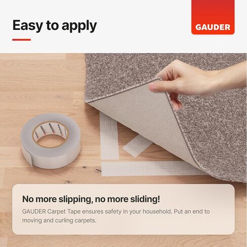 GAUDER Carpet Tape (2" x 11 Yards) | Rug Tape for Hardwood & Laminate Floors, Tile and More | Double-Sided Carpet Tape for Renovation Work in Saudi Arabia