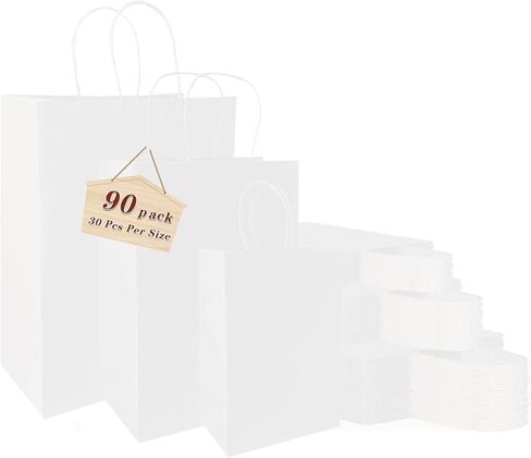 vanhel 120 pack Kraft Paper bags with Handles,Assorted Sizes Gift Bags Bulk Kraft Paper Bags, Weeding,Birthday, Favor,Party,Retail Merchandise Bags… in Saudi Arabia