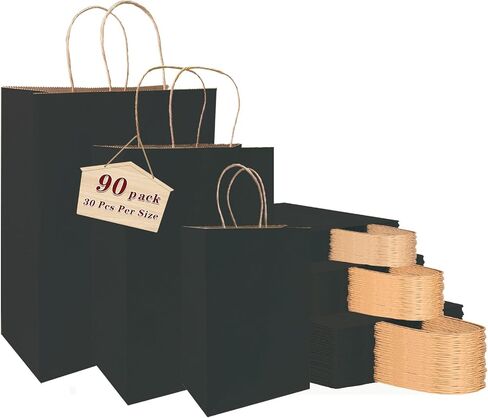 أكياس ورقية Vanhel 120 Pack Kraft مع مقابض وأكياس هدايا متشددة أكياس ورقية Kraft Baps و Advening و Hirdvice و Favor و Party و Retail Cerchandise Wags ... in Saudi Arabia