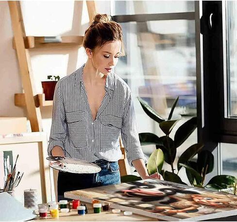 VIGEGU Paint by Numbers Kit for Adults - Cow Girl Paint by Number for Beginner DIY Adult Paint by Number Kits on Canvas,Oil Number Painting Kits for Home Decor 16x16inch ﻿ in Saudi Arabia