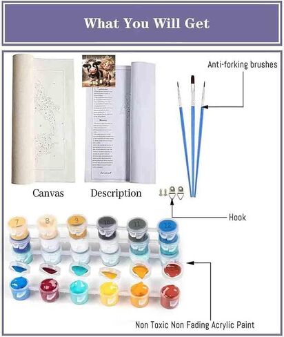 VIGEGU Paint by Numbers Kit for Adults - Cow Girl Paint by Number for Beginner DIY Adult Paint by Number Kits on Canvas,Oil Number Painting Kits for Home Decor 16x16inch ﻿ in Saudi Arabia