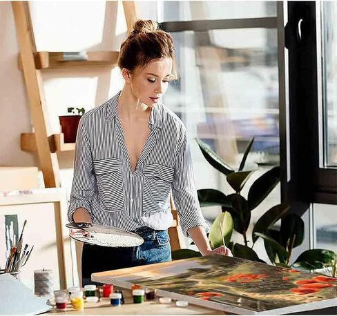 VIGEGU Paint by Numbers Kit for Adults - Cow Girl Paint by Number for Beginner DIY Adult Paint by Number Kits on Canvas,Oil Number Painting Kits for Home Decor 16x16inch ﻿ in Kuwait