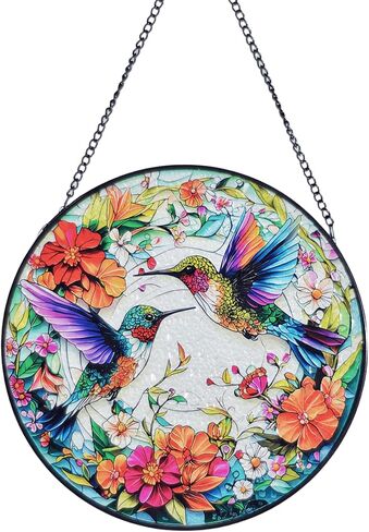 Vibrant Handcrafted Hummingbird Sun Catcher - Colorful 8-Inch Stained Glass Decoration for Home, Garden, and Window for Nature Lovers, Bird Enthusiasts, and Garden Decor Lovers (A) in Saudi Arabia