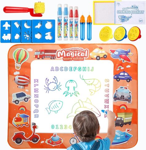 Water Doodle Mat for Toddlers, Learning Sensory Educational Toys for Kids 3+ Ages, Painting Writing Doodle Mat Baby Birthday Gifts, Kids Coloring Drawing Pad Mat for Girl & Boy 3-5 Year Old in Saudi Arabia