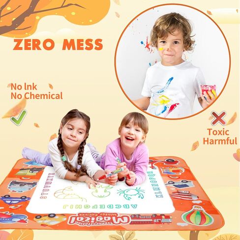 Water Doodle Mat for Toddlers, Learning Sensory Educational Toys for Kids 3+ Ages, Painting Writing Doodle Mat Baby Birthday Gifts, Kids Coloring Drawing Pad Mat for Girl & Boy 3-5 Year Old in Saudi Arabia