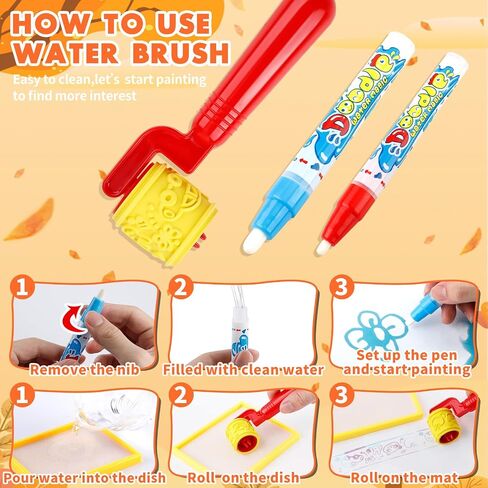 Water Doodle Mat for Toddlers, Learning Sensory Educational Toys for Kids 3+ Ages, Painting Writing Doodle Mat Baby Birthday Gifts, Kids Coloring Drawing Pad Mat for Girl & Boy 3-5 Year Old in Saudi Arabia