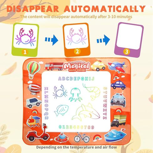 Water Doodle Mat for Toddlers, Learning Sensory Educational Toys for Kids 3+ Ages, Painting Writing Doodle Mat Baby Birthday Gifts, Kids Coloring Drawing Pad Mat for Girl & Boy 3-5 Year Old in Saudi Arabia