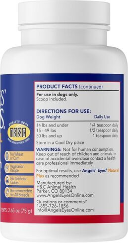 Angels’ Eyes Natural Plus Tear Stain Supplement Sweet Potato Powder for Dogs, Prevent Stained Fur, Eyebright, Olive Leaf, Marshmallow Root, No Wheat or Corn, Limited Ingredients, Vegetarian, 75g in Kuwait