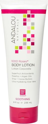 Andalou Naturals 1000 وردة غسول الجسم مهدئ ، مع زبدة الكاكاو + الشيا ، الألوة والوردية ، غسول الجلد الحساس للبشرة الجافة ، 8 FL. أوز in Kuwait