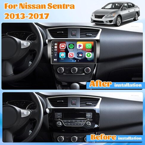 Roinvou 2+64G Android CarPlay Stereo for 2013-2017 Nissan Sentra, Built-in Wireless CarPlay Radio with Android Auto, 10.1'' Touch Screen in-Dash GPS Navigation Support Mirror Link BT FM RDS AHD in Kuwait