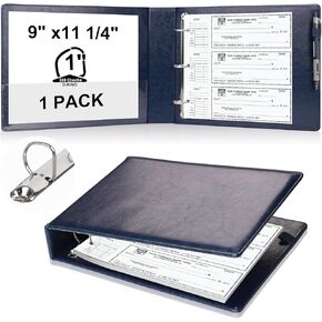 Pu Leather 3 Rings Check Binder for End-Stub Deskbook Checks3 Ring Business Check Binder for 3 on A Page Checks 9" x11 1/4" Check Holders (Dark Brown)
