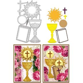 BENECREAT Reunion Chalice Frame Die Cuts, Chalice Host Frame Background Wedding Cutting Dies Decorative Embossing Stencils for DIY Scrapbooking Photo Album Decorative Embossing Paper Card