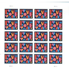Love 2021 Stamps ، 5 أوراق من 20. حفل زفاف عيد الحب ذكرى الرومانسية (100 طابع)