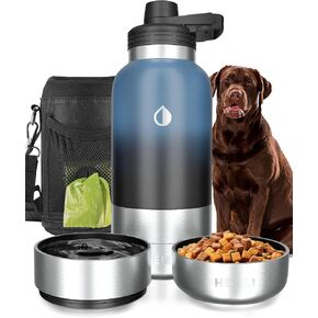 32 oz. Portable Dog Water Bottle and Bowl, Perfect for Walking, Hiking and Travel
