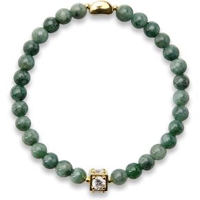 سوار Jade Bangle للنساء - كارما جيدة وسوار الحظ مع حبة فاصل القمر المطلية بالذهب 18K - الوئام والازدهار - Jadeite Jood June Birthstonet (6 مم حبات اليشم الحقيقية) in Kuwait