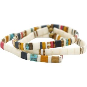 Mack and Rex Tila Bracelets - (Carolina Beaches) Durable and Waterproof Stretchy Tile Beaded Bracelets, Lightweight and Comfortable, Ideal for Layering - Bracelets for Women - Ideal Gifts