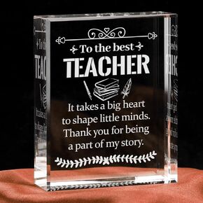 Gifts for Teacher, Appreciation Gifts for Teacher, Engraved Plaque Gifts for Best Teacher, Thank You Teacher Gifts for Women/Men, End of Year Teacher Gifts Crystal Appreciation Plaque