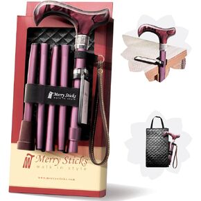 [Combo] Merry Sticks Foldable Walking Sticks, Adjustable Canes for Women and Seniors, Folding and Collapsible Canes for Men. Includes A Cane Bag and A Smart Reflective Cane Holder