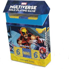 CMON Marvel Multiverse RPG X-Men Dice Set - 12 Custom Acrylic Dice with X-Men Theme, Optimized for 616 Game Engine, Strategy Game for Kids & Adults, Ages 14+, 4 Players, Made
