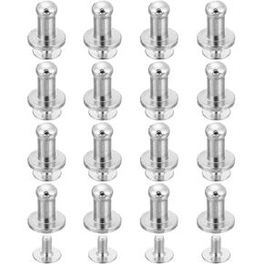 uxcell 16Pcs Ball Head Stud Screw Back 4mm Round Head Button Nipple Leather Rivets for DIY Leather Craft Handbag Shoes Belt Repair, Metallic Black