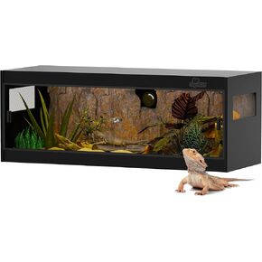 50 Gallon PVC Reptile Enclosure, RepWild 36"x18"x18" Stackable Terrarium/Tank with Dual Side Ventilation Mesh, Removable Glass Doors & Lock for Bearded Dragons, Ball Python, Geckos, Lizards